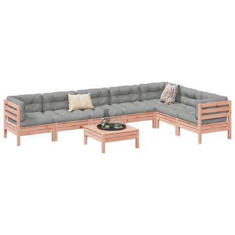 8-delige Loungeset met kussens massief douglas vurenhout
