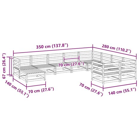 10-delige Loungeset massief douglas vurenhout