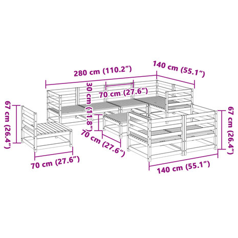9-delige Loungeset massief douglas vurenhout