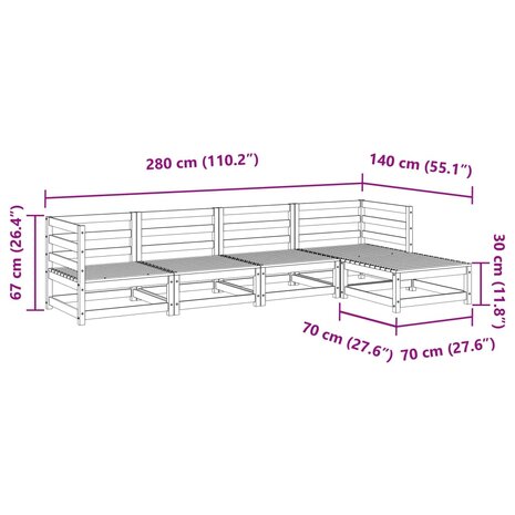 5-delige Loungeset massief douglas vurenhout