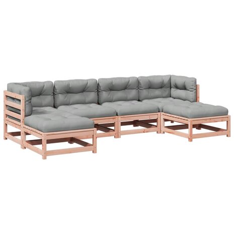 6-delige Loungeset met kussens massief douglas vurenhout