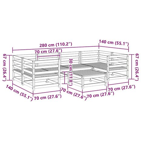7-delige Loungeset massief douglas vurenhout