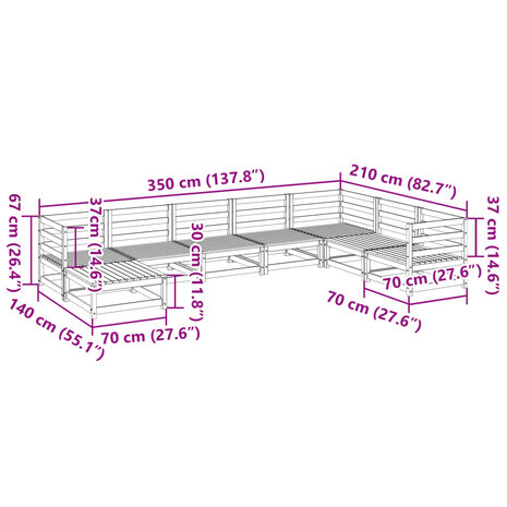 8-delige Loungeset massief douglas vurenhout