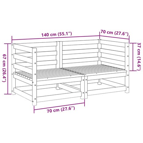 2-delige Loungeset massief douglas vurenhout