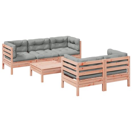 6-delige Loungeset met kussens massief douglas vurenhout