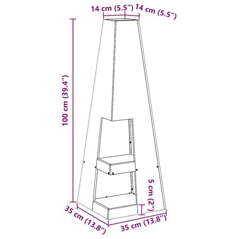 Vuurkorf Zwart 35 x 35 x 100 cm Staal