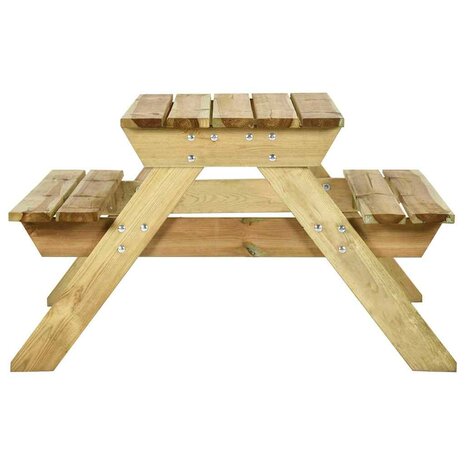 Picknicktafel met banken 110x123x73 cm ge&iuml;mpregneerd grenenhout