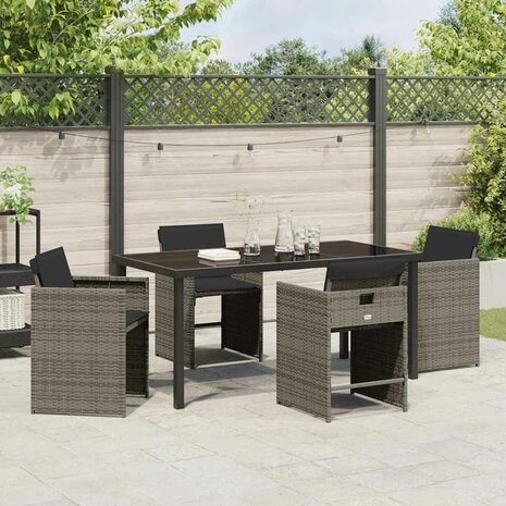 Tuin eettafelset 5 pcs Grijs poly rattan