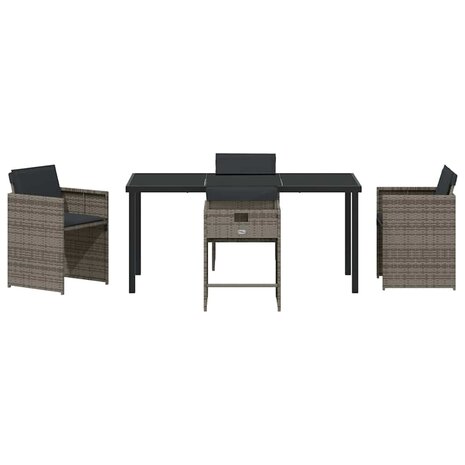 Tuin eettafelset 5 pcs Grijs poly rattan