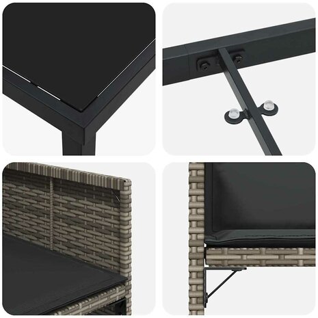 Tuin eettafelset 5 pcs Grijs poly rattan