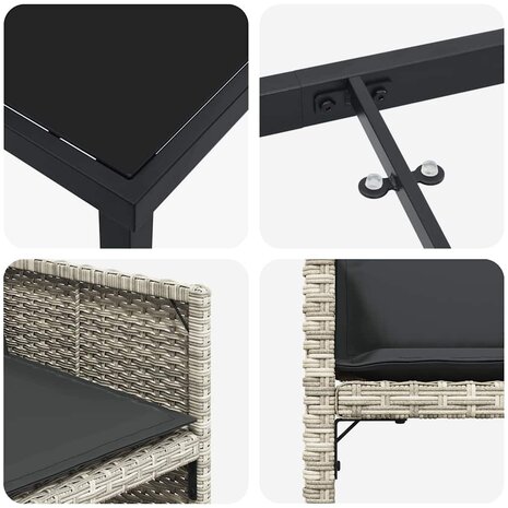 Tuin eettafelset 5 pcs Lichtgrijs poly rattan