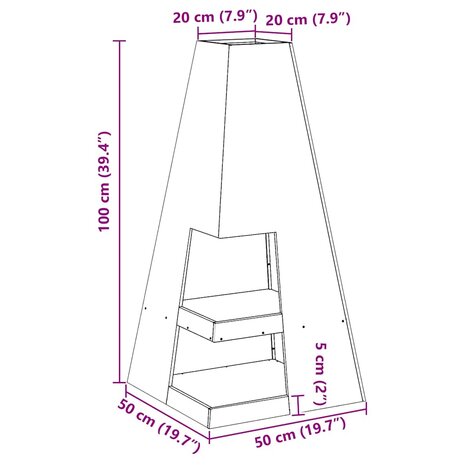 Vuurkorf Bruin 50 x 50 x 100 cm Staal