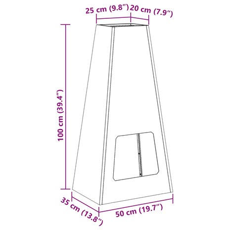 Vuurkorf Bruin 50 x 35 x 100 cm Cortenstaal