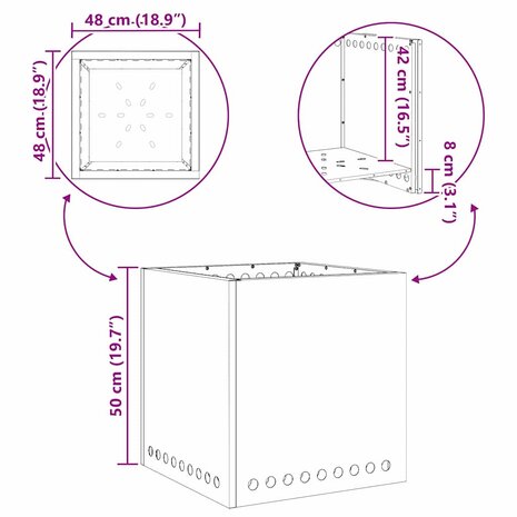 Rookloze Vuurschaal Bruin 48 x 48 x 50 cm Cortenstaal