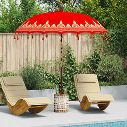 Balinese Parasol Rood 210-220 cm Katoen, massief hout