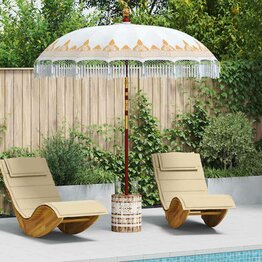 Balinese Parasol 260 Crème 210-220 cm Katoen en massief hout