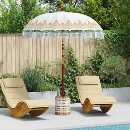 Balinese Parasol 260 Crème 180-190 cm Katoen en massief hout