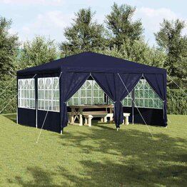 Partytent Blauw en Wit 400 x 400 x 266 cm Polyester en staal