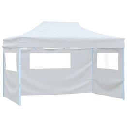 Partytent met 3 zijwanden inklapbaar 280x410x315 cm staal wit