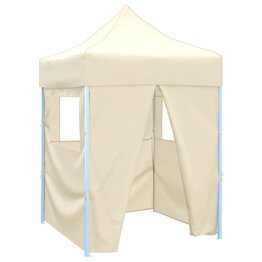 Partytent met 4 zijwanden inklapbaar 2x2 m staal crème
