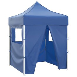 Partytent met 4 zijwanden inklapbaar 2x2 m staal blauw