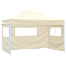 Partytent met 3 zijwanden inklapbaar 3x4 m staal crème