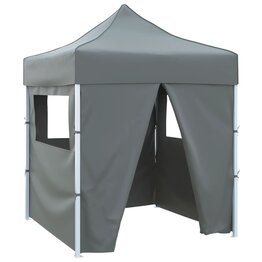 Partytent met 4 zijwanden inklapbaar 2x2 m staal antraciet