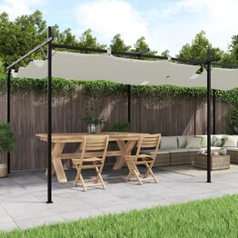 Pergola met uitschuifbaar dak 589x292x230 crèmekleurig
