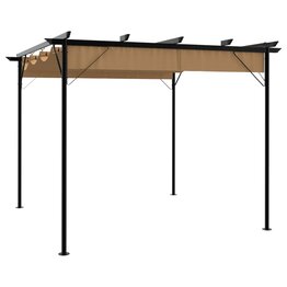 Pergola met uittrekbaar dak 180 g/m² 3x3 m staal taupe