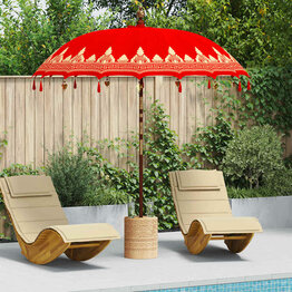 Balinese Parasol Rood (210-220) x 260 cm Katoen en massief hout