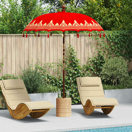 Balinese Parasol Rood (180-190) x 260 cm Katoen en massief hout