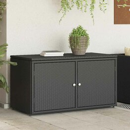 Tuinkast 110x55x60,5 cm poly rattan zwart