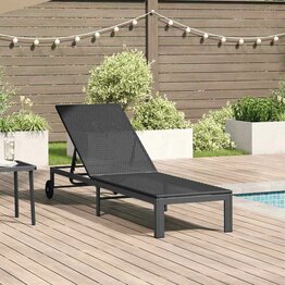 Ligstoel 1-persoon Zwart 60 x 200 x 27cm poly rattan