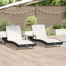 Ligstoelen 3 pcs Zwart en Wit 40 x 40 x 40.5 cm poly rattan