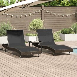 Ligstoelen 3 pcs Bruin 40 x 40 x 40.5 cm poly rattan