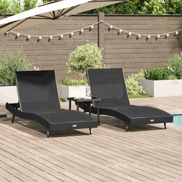 Ligstoelen 3 pcs Zwart 40 x 40 x 40.5 cm poly rattan