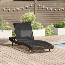 Ligstoel 1-persoon Bruin 70 x 197 x 82 cm Poly Rattan en Metaal