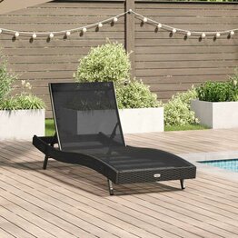 Ligstoel 1-persoon Zwart 70 x 197 x 82 cm Poly Rattan en Metaal