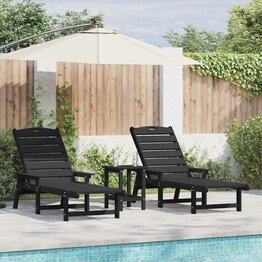 Tuin Lounge Meubels 3 pcs Zwart 38 x 38 x 46cm Polyetheen