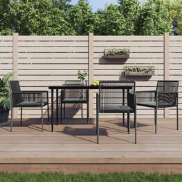 Tuinstoelen 4 st met kussens 54x60,5x83,5 cm poly rattan zwart