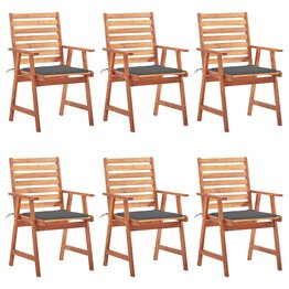 Tuinstoelen 6 st met kussens massief acaciahout