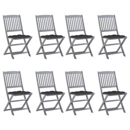 Tuinstoelen 8 st inklapbaar met kussens massief acaciahout