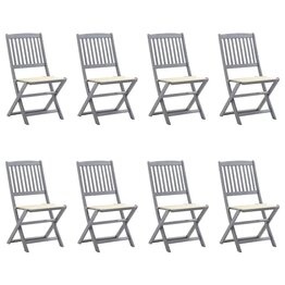 Tuinstoelen 8 st inklapbaar met kussens massief acaciahout