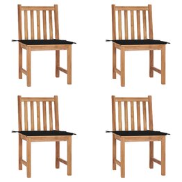 Tuinstoelen 4 st met kussens massief teakhout