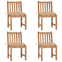 Tuinstoelen 4 st met kussens massief teakhout