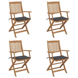 Tuinstoelen 4 st inklapbaar met kussens massief acaciahout