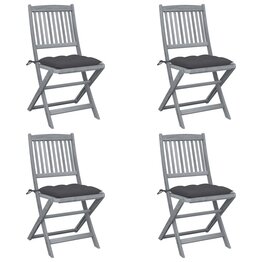 Tuinstoelen 4 st inklapbaar met kussens massief acaciahout