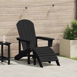 Adirondack-stoel met kussen Zwart 74 x 82 x 92cm HDPE