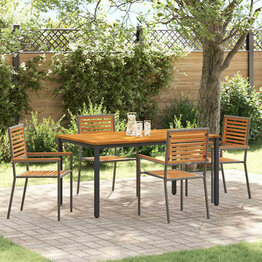Tuin Eetset 5 pcs Grijs 150 x 90 x 75 cm poly rattan