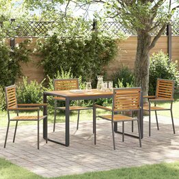 Tuin Eetset 5 pcs Grijs en Hout 140 x 80 x 75 cm poly rattan